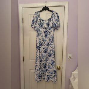 Laura Ashley Blue Floral Dress (Size 12)